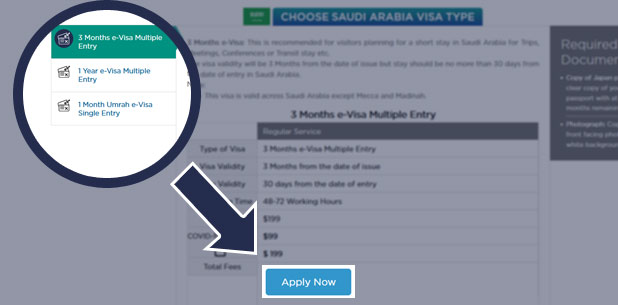 Select the type and apply now